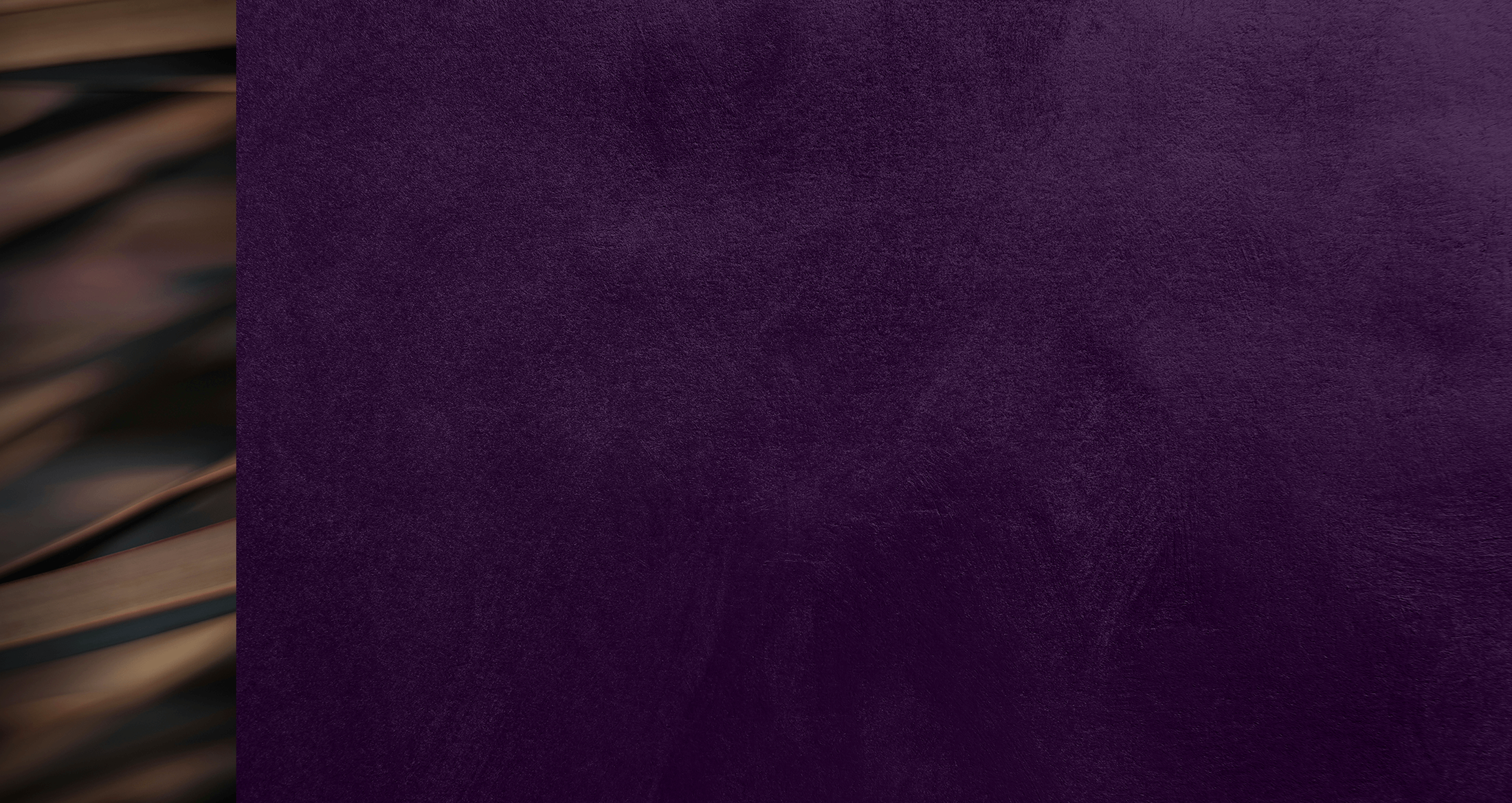 Purple textured background with brown abstract elements.